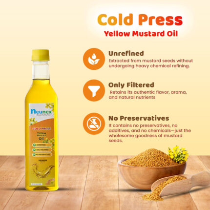 Neunex Cold Pressed Yellow Mustard Oil 1L – Pure & Healthy