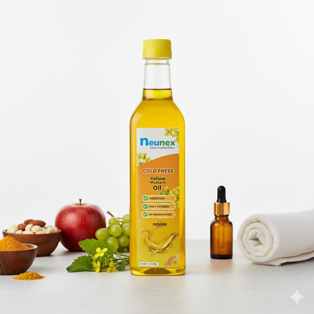 Neunex Cold Pressed Yellow Mustard Oil 1L Bottle