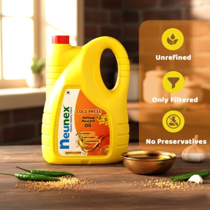 Neunex Cold Pressed Yellow Mustard Oil 5L – Family Pack