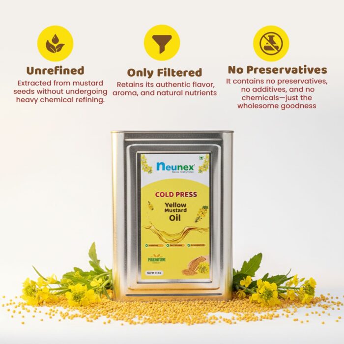 Neunex cold pressed yellow mustard oil 15 litre tin